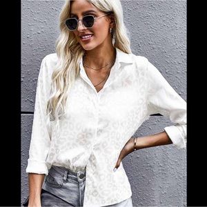 Leopard Print Long Sleeve Woven Blouse